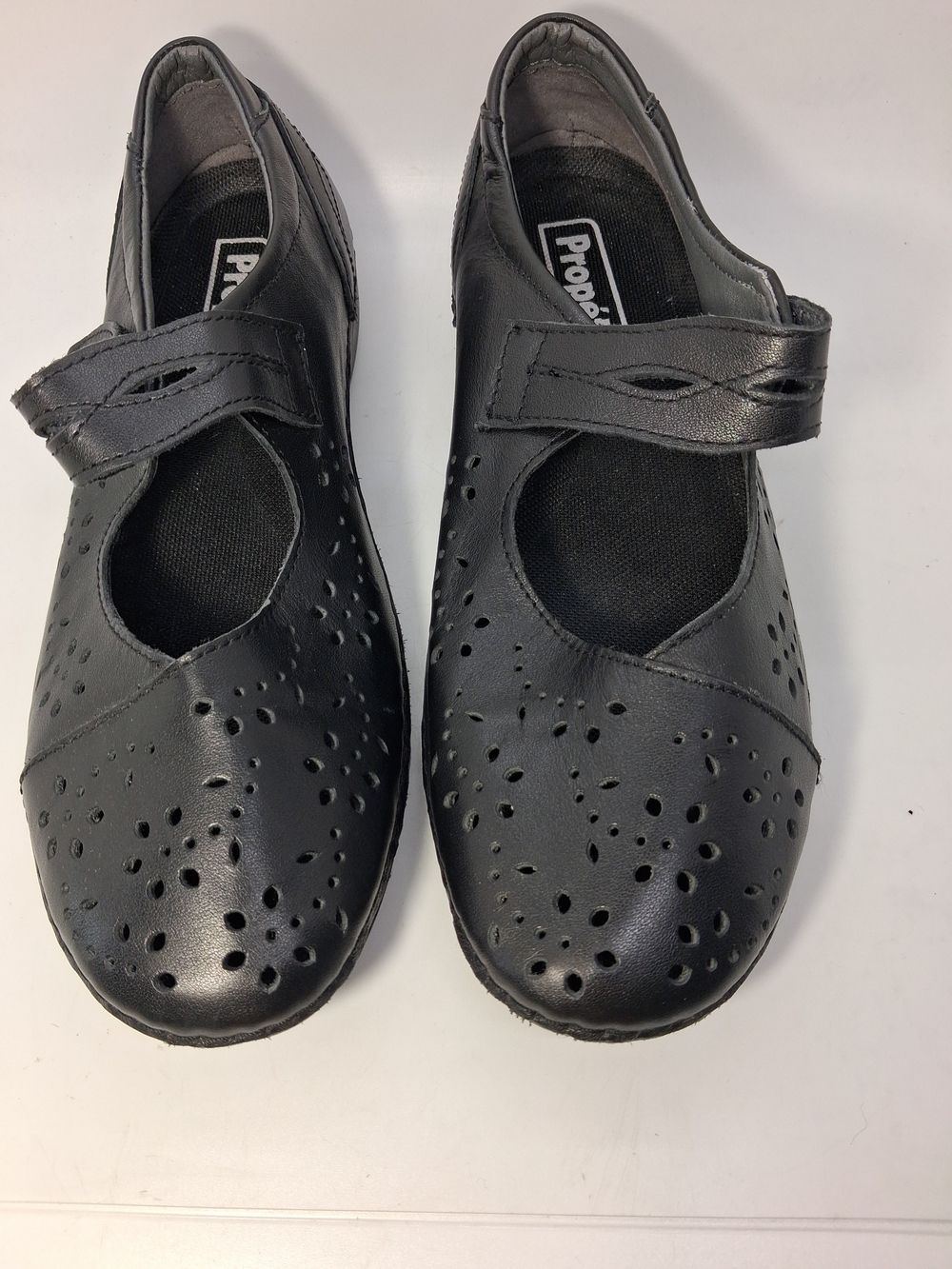 Propet Leather Black Perforated Calista Mary Jane Comfort Shoes